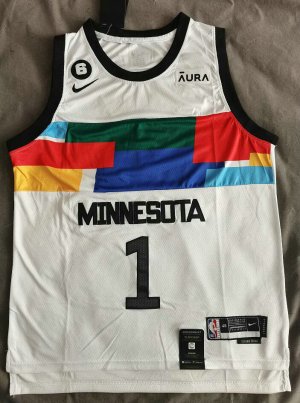 NBA 1 Edwards Timberwolves 2022-23 city Maillot brodé